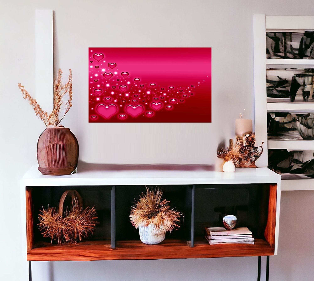 Pink Hearts Canvas Hanging Wall Art - Homeroots - Flyclothing LLC