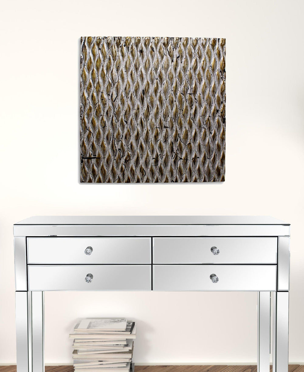 24" X 24" X 1" Raw Wood Look Silver Finish Square Wall Art Medium - Homeroots - Flyclothing LLC