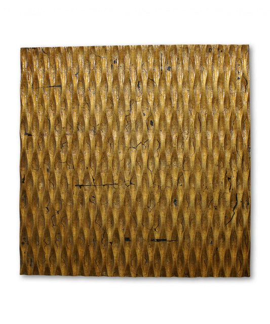 1 x 24 x 24 Gold Metallic Ridge - Wall Art Wood Wall Art - Homeroots - Flyclothing LLC