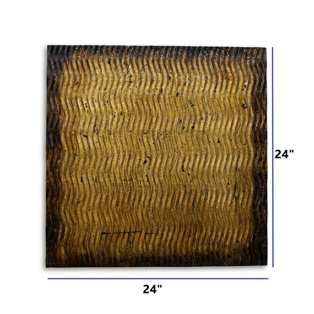 24" X 24" X 1" Raw Wood Look Gold Finish Square Wall Art Medium - Homeroots - Flyclothing LLC