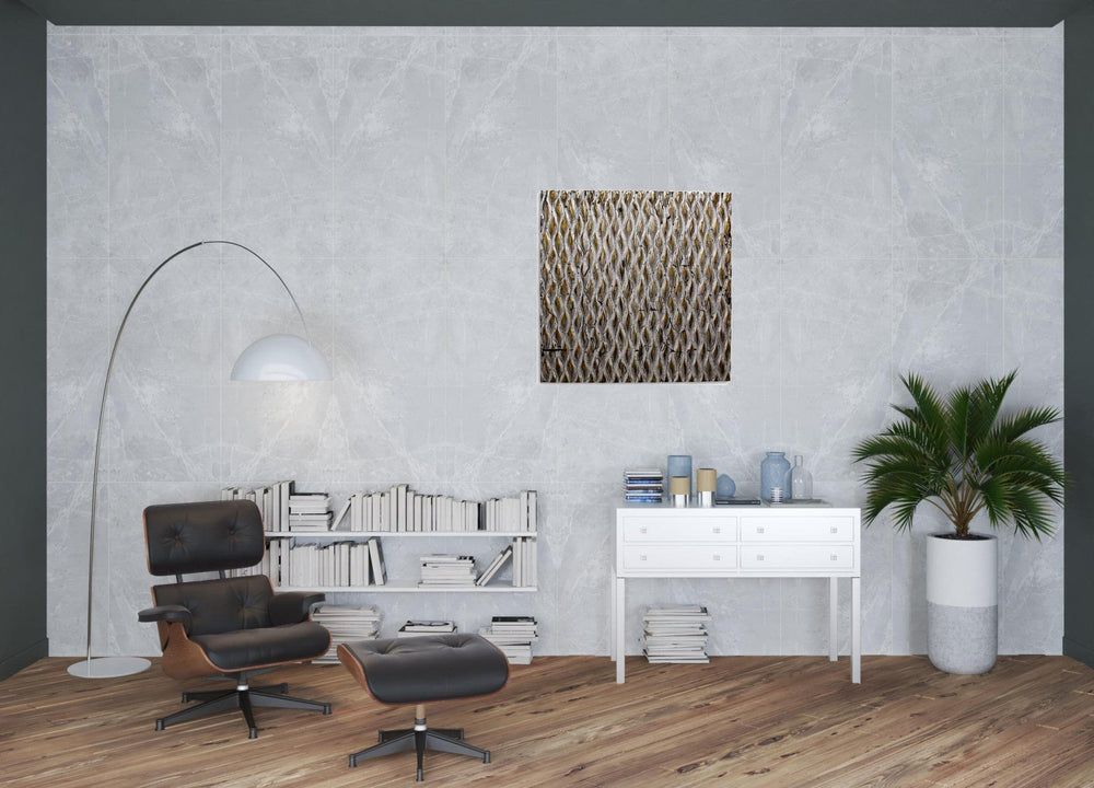 36" X 36" X 1" Raw Wood Look Silver Finish Square Wall Art - Homeroots - Flyclothing LLC