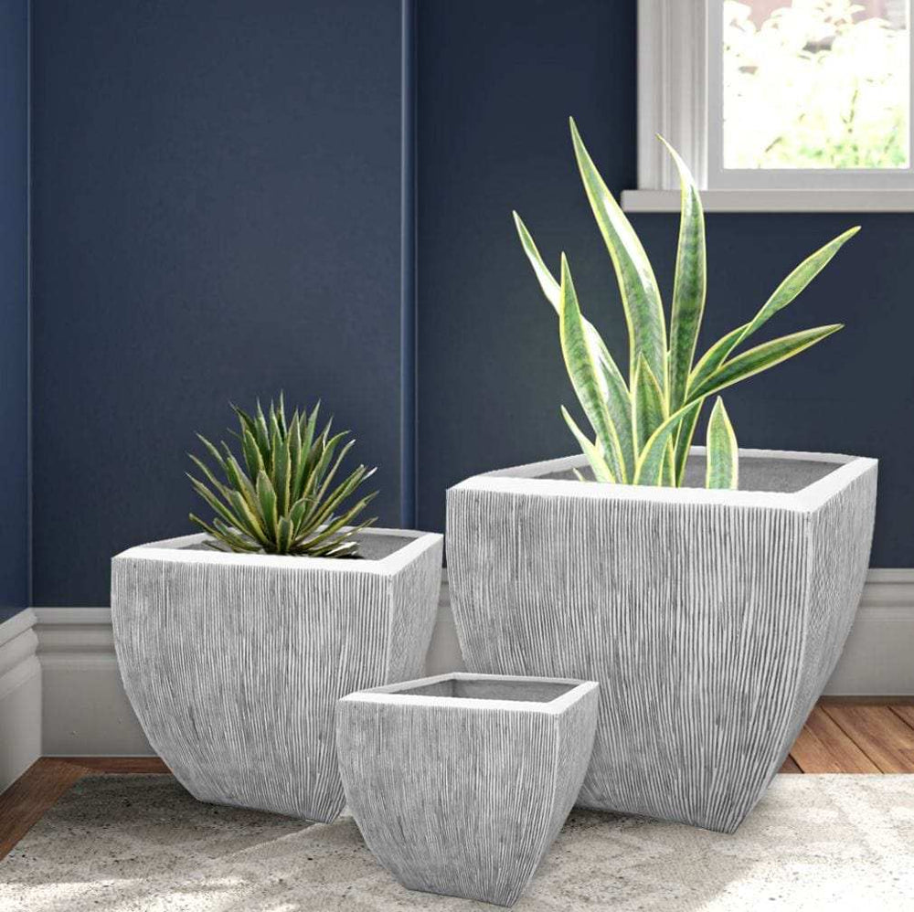 Large Distressed And Ribbed Flower Pot Planter - Homeroots - Flyclothing LLC