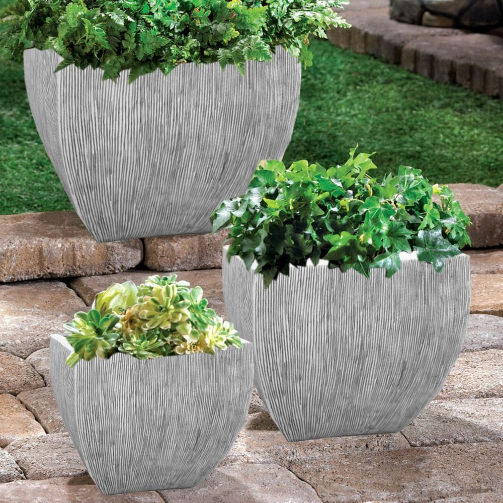 Large Distressed And Ribbed Flower Pot Planter - Homeroots - Flyclothing LLC
