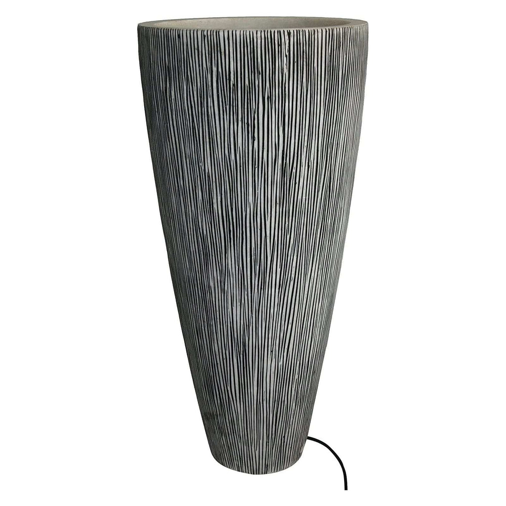 1 X 18 X 39 Gray Sandstone Ribbed Long Conical Planter With Light - Homeroots - Flyclothing LLC