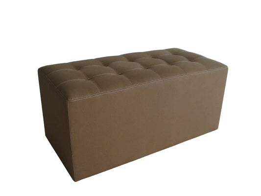 15" Tan Upholstered Faux Leather Bench - Homeroots