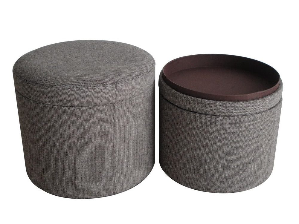 1" Gray Faux Leather Round Storage - Homeroots - Flyclothing LLC
