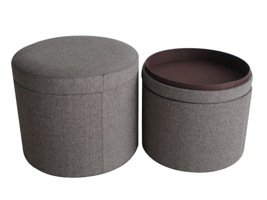 1" Gray Faux Leather Round Storage - Homeroots