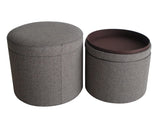1" Gray Faux Leather Round Storage - Homeroots - Flyclothing LLC