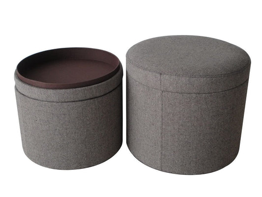 1" Gray Faux Leather Round Storage - Homeroots