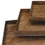 Set of Three Brown Wood Serving Tray - Homeroots - Flyclothing LLC