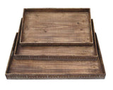 Set of Three Brown Wood Serving Tray - Homeroots - Flyclothing LLC