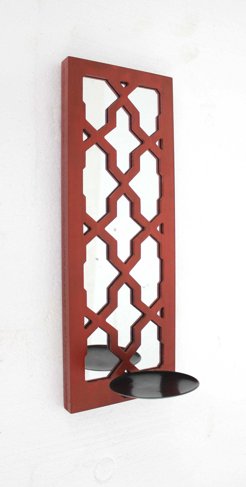 17 X 5 X 6 Red Mirrored - Candle Holder Sconce - Homeroots - Flyclothing LLC