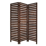 63" X 72" Brown 3 Panel Solid Wood Fortress Screen - Homeroots