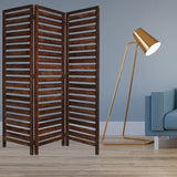 63" X 72" Brown 3 Panel Solid Wood Fortress Screen - Homeroots