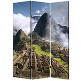 48" X 72" Multi Color Wood Canvas Machu Picchu Screen - Homeroots
