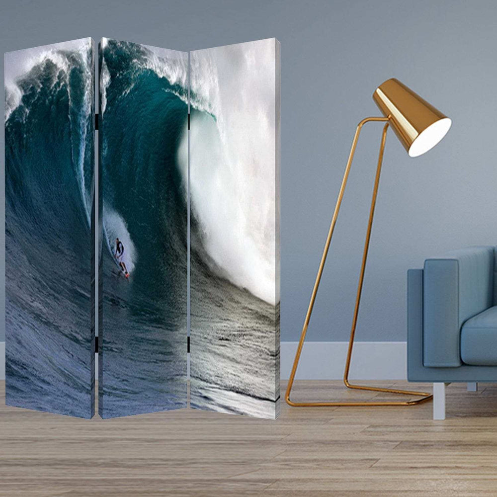 48 X 72 Multi Color Wood Canvas Wave Screen - Homeroots - Flyclothing LLC