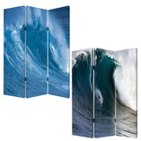 48 X 72 Multi Color Wood Canvas Wave Screen - Homeroots - Flyclothing LLC