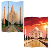 48" X 72" Multi Color Wood Canvas Taj Mahal Screen - Homeroots