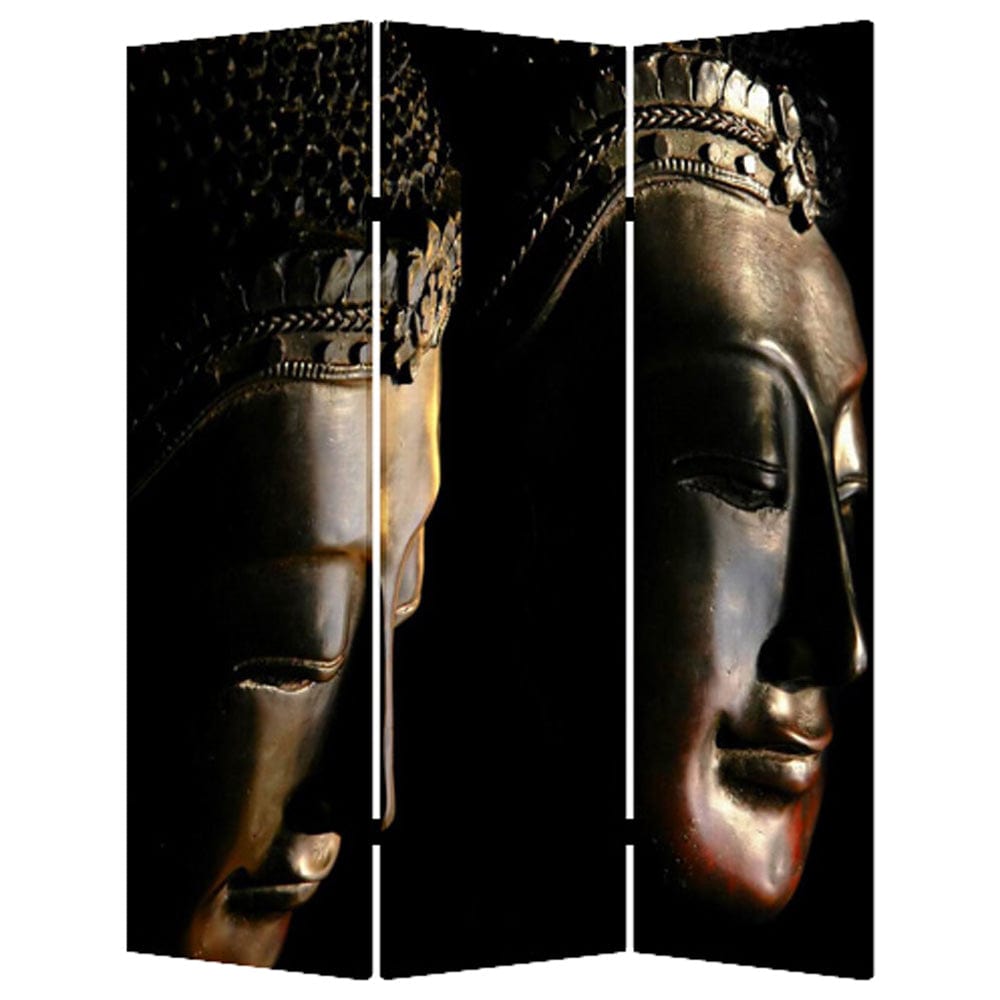 48" X 72" Multi Color Wood Canvas Budda Screen - Homeroots