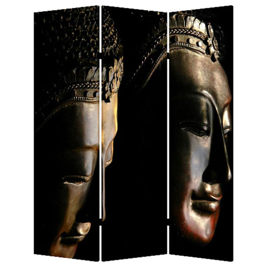 48" X 72" Multi Color Wood Canvas Budda Screen - Homeroots