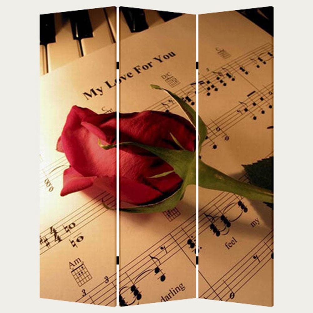 48 X 72 Multi Color Wood Canvas Music Screen - Homeroots - Flyclothing LLC