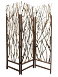 70" Brown Wood Branches Folding Three Panel Screen Room Divider - Homeroots
