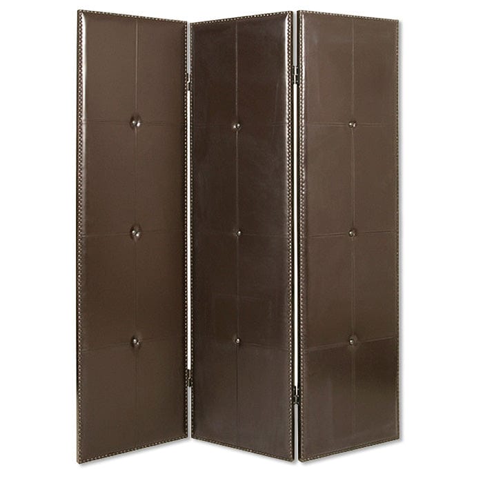 60" X 72" Brown Faux Leather Screen - Homeroots - Flyclothing LLC