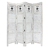 Gray Wash 4 Panel With Scroll Work Room Divider Screen - Homeroots - Flyclothing LLC