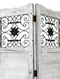 Gray Wash 4 Panel With Scroll Work Room Divider Screen - Homeroots - Flyclothing LLC