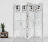 Gray Wash 4 Panel With Scroll Work Room Divider Screen - Homeroots - Flyclothing LLC