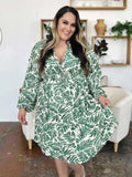 Double Take Full Size Printed Ruched Balloon Sleeve Dress - Trendsi - Flyclothing LLC