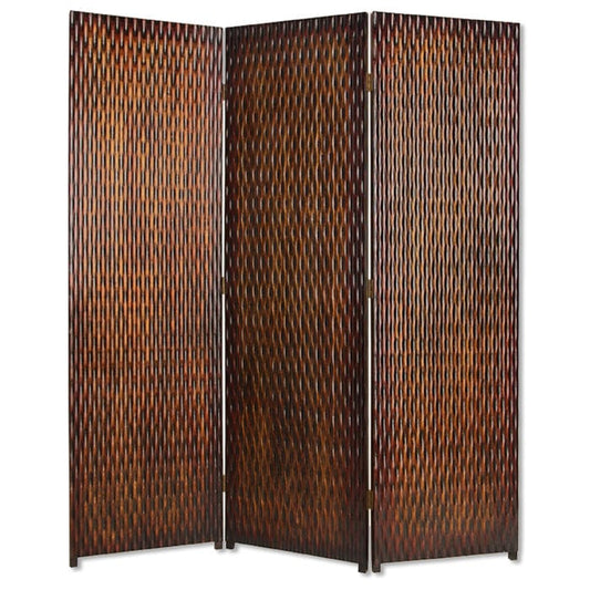 1" X 63" X 72" Brown Wood 3 Panel  Screen - Homeroots