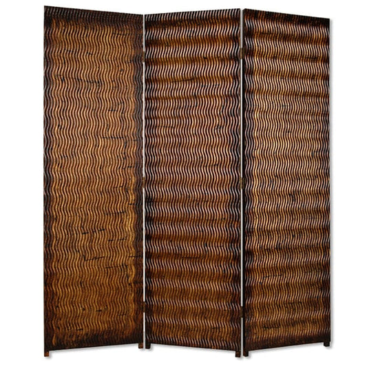 63" X 72" Brown Wood 3 Panel Screen - Homeroots