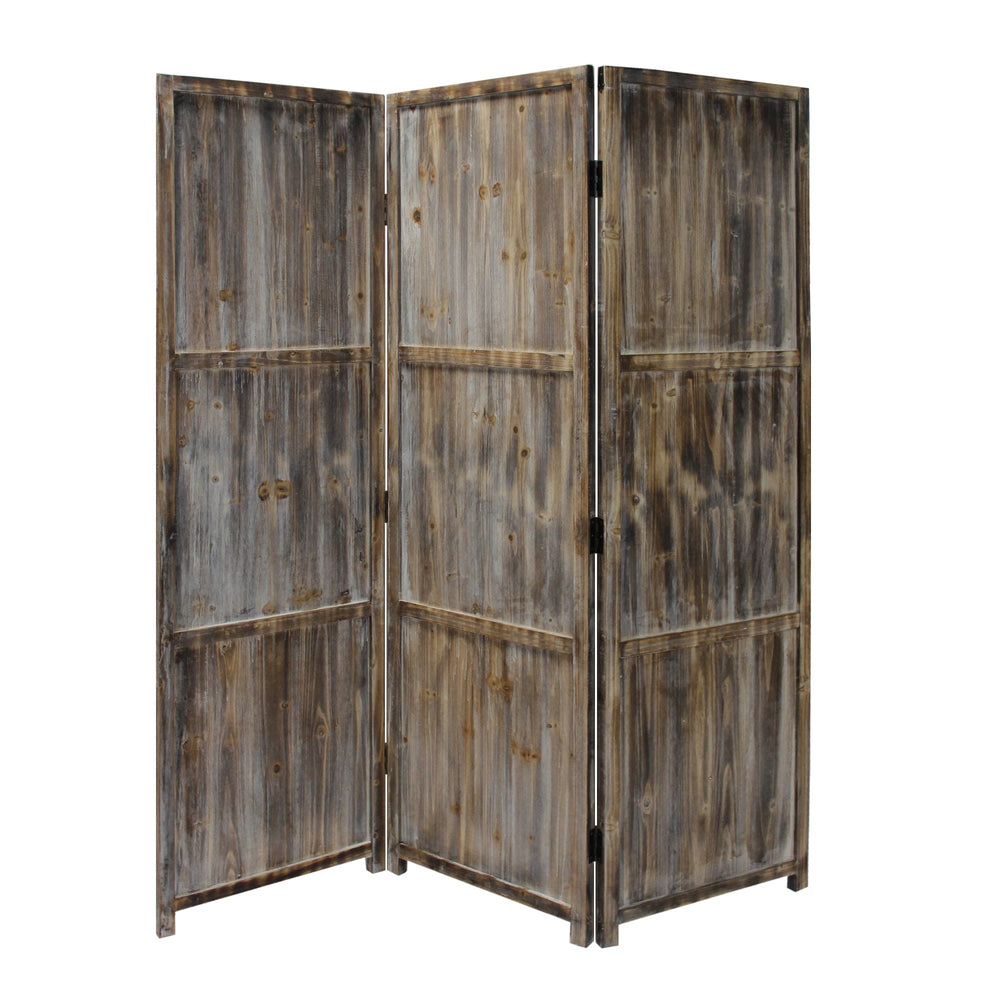 1" x 63" x 72" Brown 3 Panel Solid Wood Fortress Screen - Homeroots - Flyclothing LLC