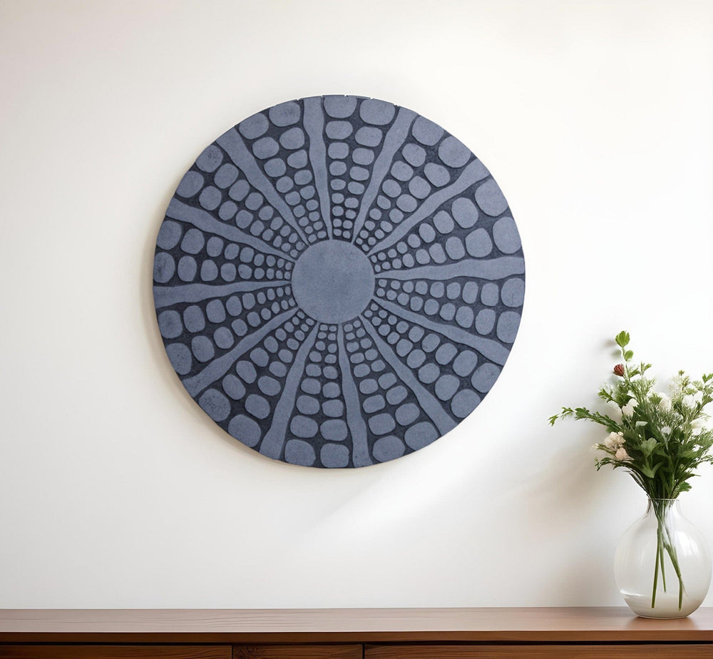 28" X 28" Gray Sandstone Round Wall Decor - Homeroots - Flyclothing LLC