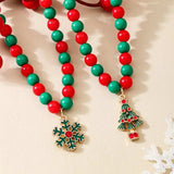 2 Piece Christmas Beaded Necklace with Pendants - Trendsi - Flyclothing LLC