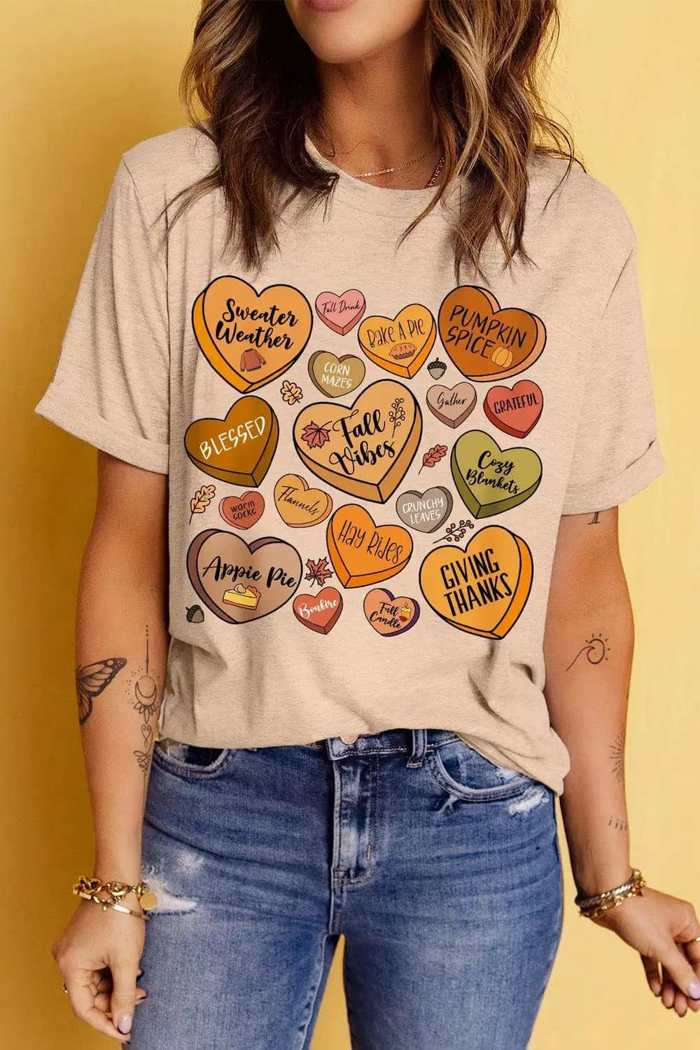 Heart Graphic Round Neck Short Sleeve T-Shirt - Trendsi - Flyclothing LLC