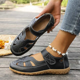 Cutout Velcro Straps Sandals - Trendsi - Flyclothing LLC