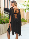 Tassel Cutout Half Sleeve Cover-Up - Trendsi - Flyclothing LLC