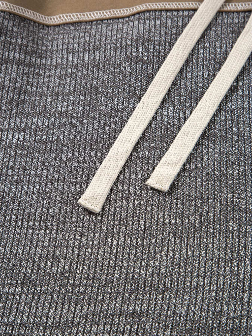 Mixed Texture Patchwork Exposed Seam Half Button Hoodie - Trendsi - Flyclothing LLC