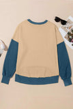 Contrast Round Neck Long Sleeve Sweatshirt - Trendsi - Flyclothing LLC