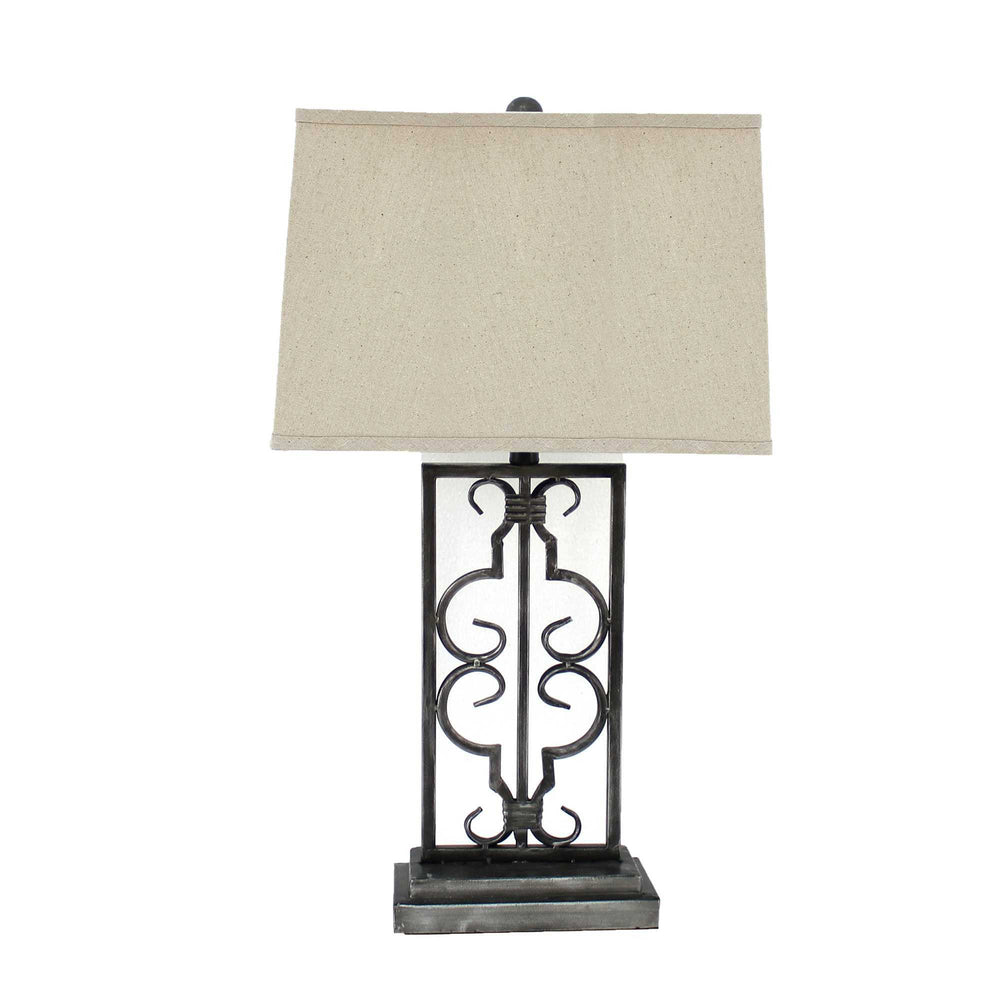 5.5 X 9.25 X 28.75 Gray Industrial With Stacked Metal Pedestal - Table Lamp - Homeroots - Flyclothing LLC