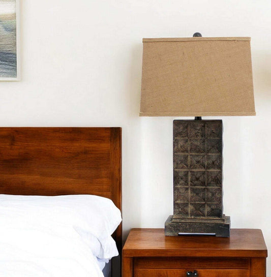 4.75 X 9.5 X 29.5 Brown Vintage With Metal Pedestal - Table Lamp - Homeroots - Flyclothing LLC