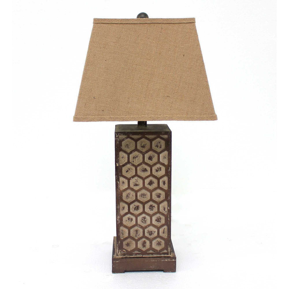 29" Brown Solid Wood Bedside Table Lamp With Brown Shade - Homeroots