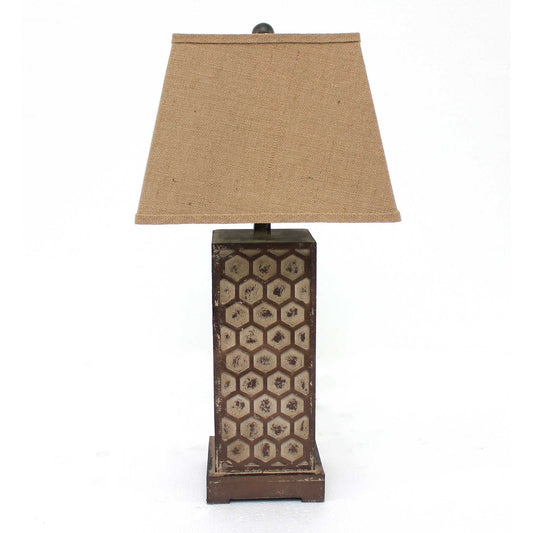 29" Brown Solid Wood Bedside Table Lamp With Brown Shade - Homeroots