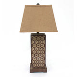 29" Brown Solid Wood Bedside Table Lamp With Brown Shade - Homeroots