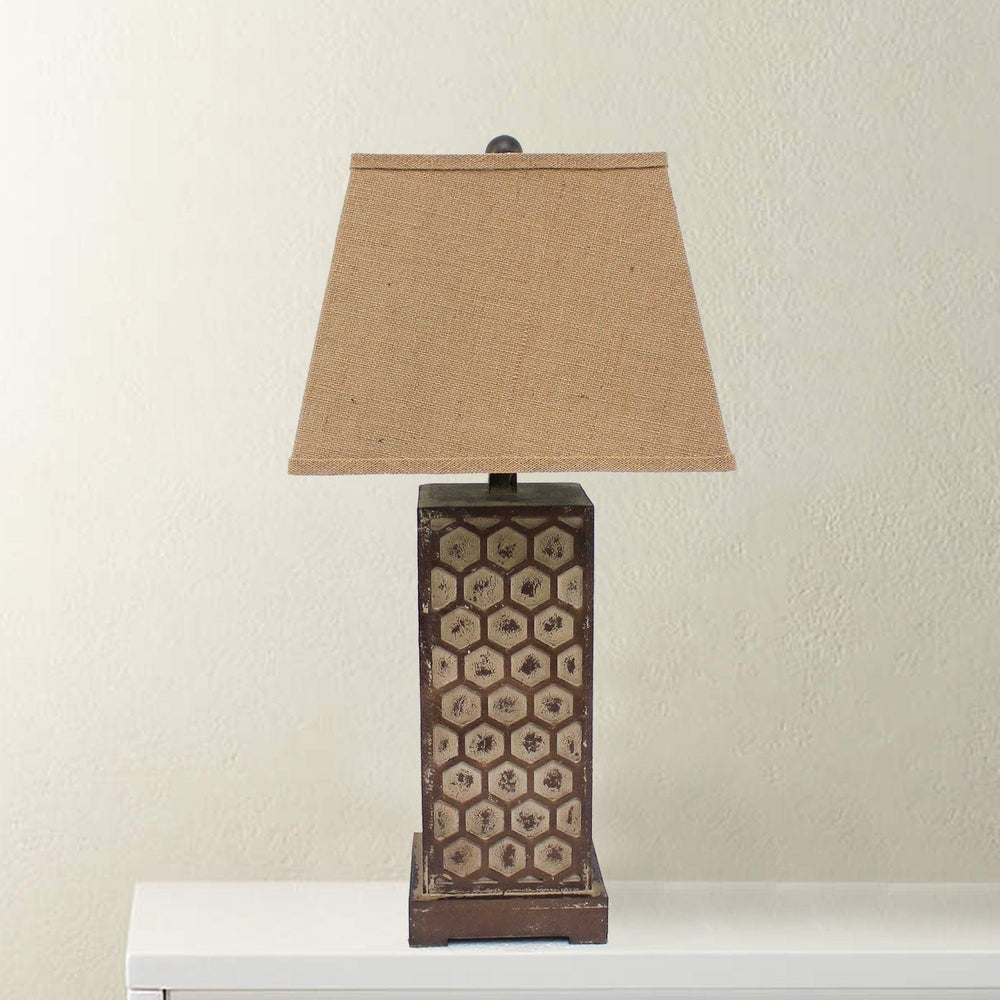 29" Brown Solid Wood Bedside Table Lamp With Brown Shade - Homeroots