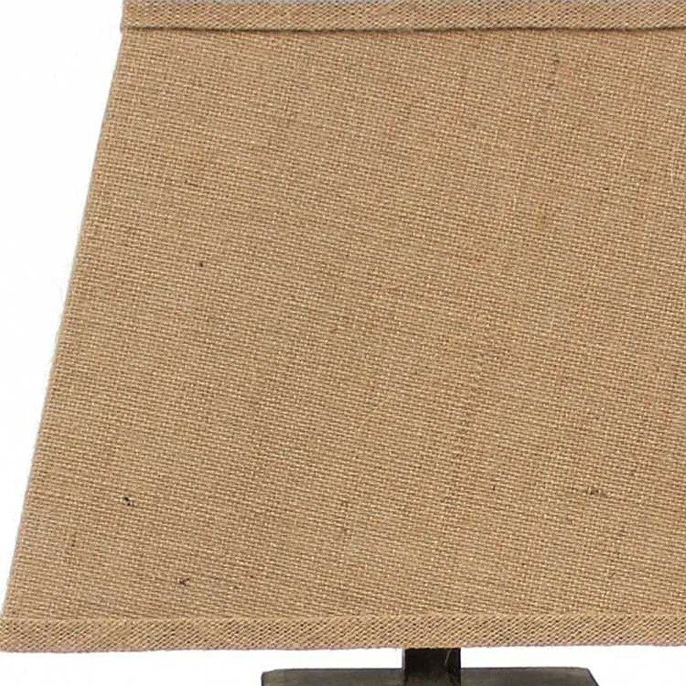 29" Brown Solid Wood Bedside Table Lamp With Brown Shade - Homeroots