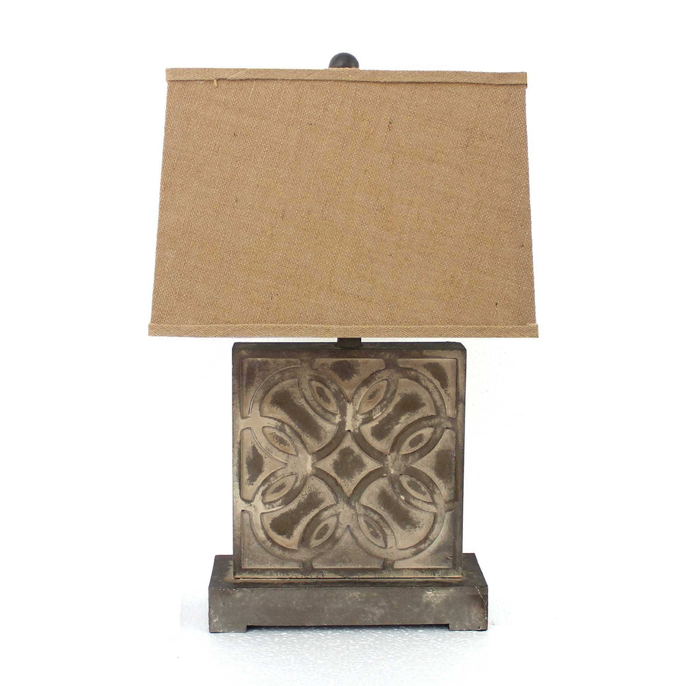 4.75 X 11.75 X 24.75 Brown Vintage With Khaki Linen Shade - Table Lamp - Homeroots - Flyclothing LLC
