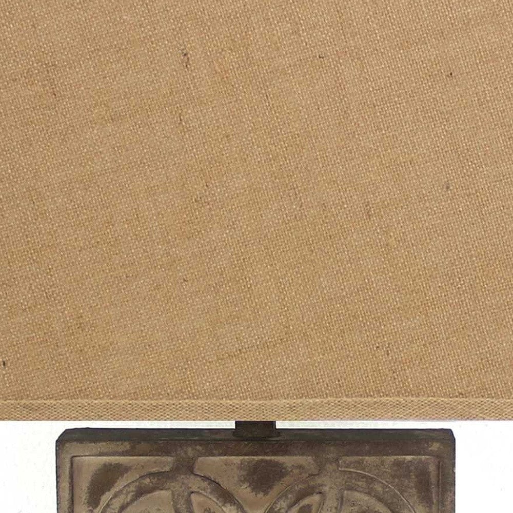 4.75 X 11.75 X 24.75 Brown Vintage With Khaki Linen Shade - Table Lamp - Homeroots - Flyclothing LLC
